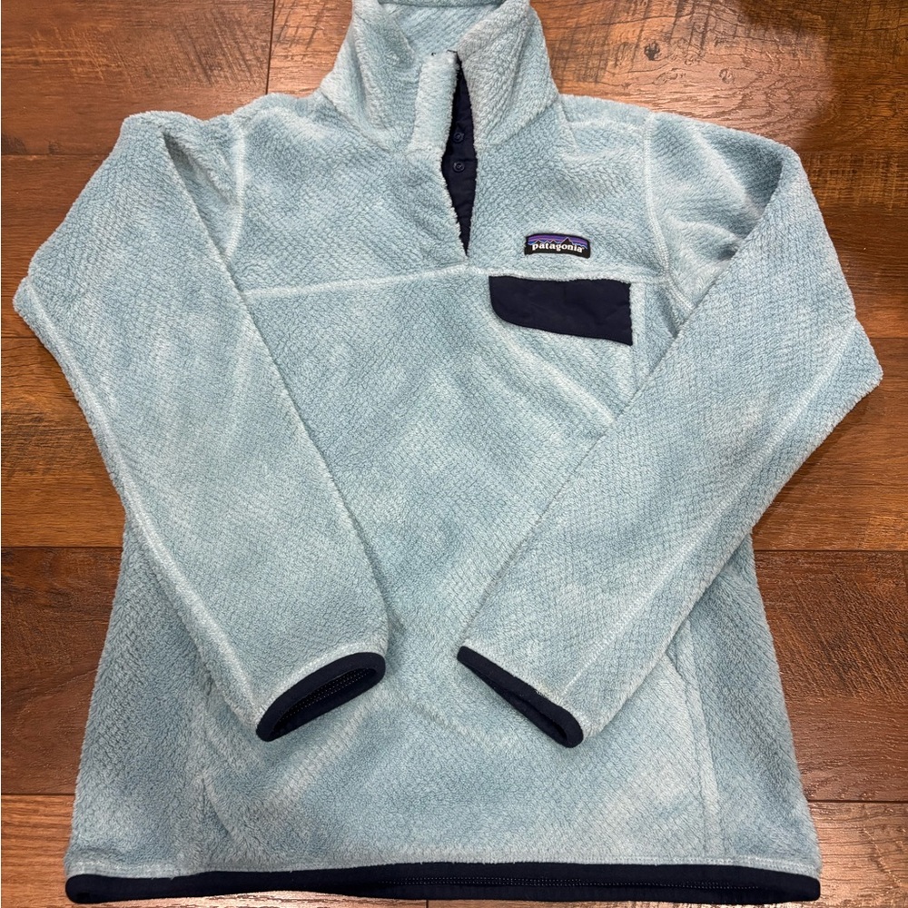 Patagonia Sky Blue Fleece Jacket quarter zip polartec thermal pro